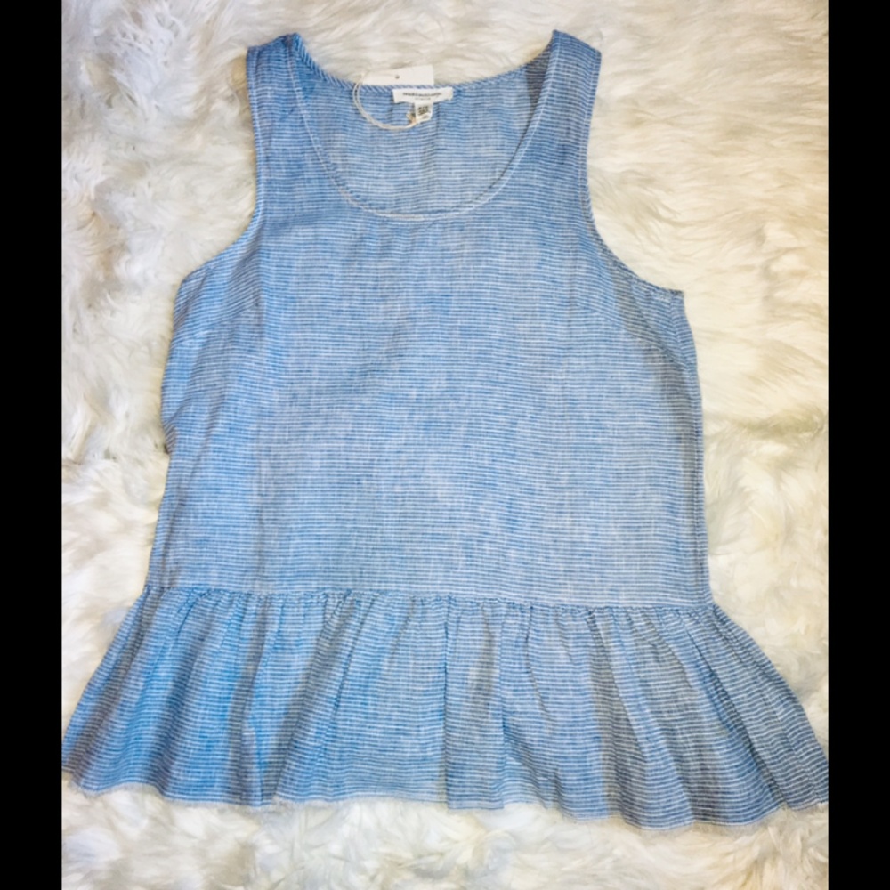 BeachLunchLounge - Chambray Stripe Peplum Tank - S